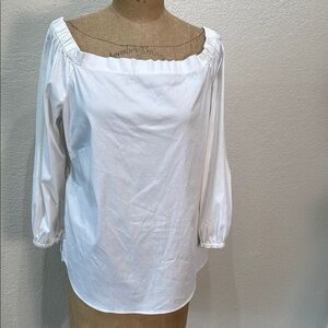 White House Black Market‎ White Off Shoulder 3/4 Sleeve Back Zipper XL Blouse